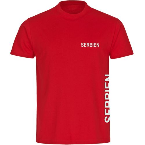 4068859481308 - multifanshop Herren T-Shirt - Serbien - Brust & Seite - Druck weiß - Männer