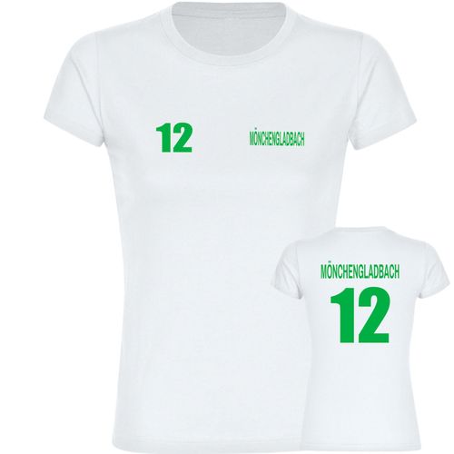 4068859170349 - multifanshop Damen T-Shirt - Mönchengladbach - Trikot Nummer 12 - Druck grün - Frauen