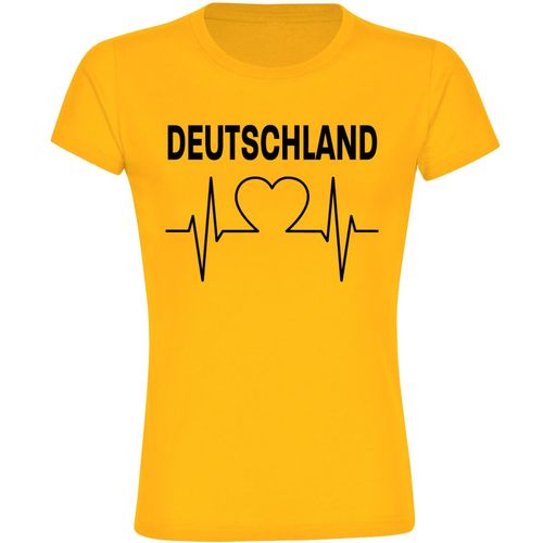 4068859270827 - multifanshop Damen T-Shirt - Deutschland - Herzschlag - Druck schwarz - Frauen