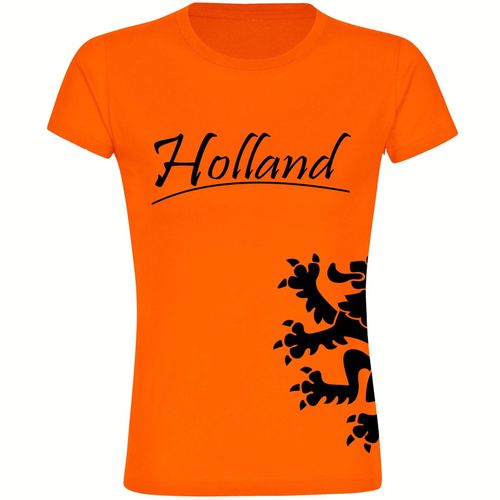 4068859454159 - multifanshop Damen T-Shirt - Holland - Löwe seitlich - Druck schwarz - Frauen