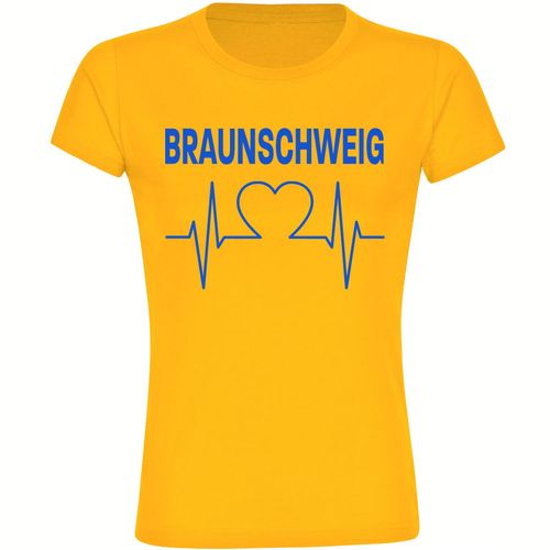 4068859200541 - multifanshop Damen T-Shirt - Braunschweig - Herzschlag - Druck blau - Frauen 4068859200541 - multifanshop Damen T-Shirt - Braunschweig - Herzschlag - Druck blau - Frauen