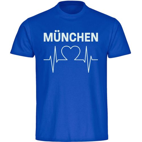 4068859039837 - multifanshop Herren T-Shirt - München blau - Herzschlag - Druck weiß - Männer 4068859039837 - multifanshop Herren T-Shirt - München blau - Herzschlag - Druck weiß - Männer