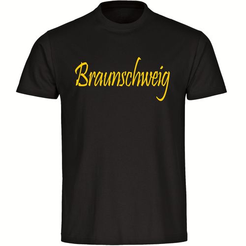4068859205843 - multifanshop Herren T-Shirt - Braunschweig - Schriftzug - Druck gelb - Männer
