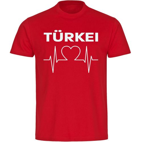 4068859476076 - multifanshop Herren T-Shirt - Türkei - Herzschlag - Druck weiß - Männer