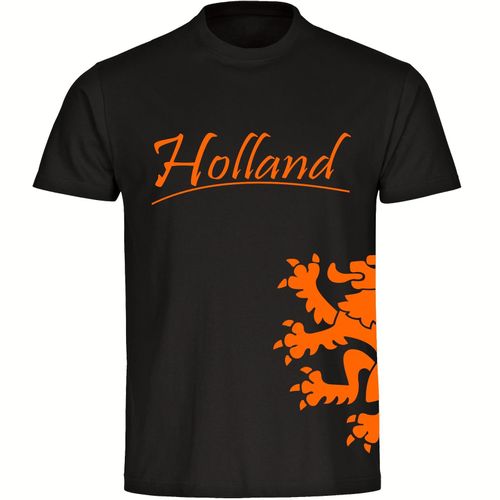 4068859456313 - multifanshop Herren T-Shirt - Holland - Löwe seitlich - Druck orange - Männer