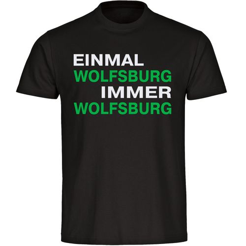 4068859180980 - multifanshop Herren T-Shirt - Wolfsburg - Einmal Immer - Druck grün - Männer