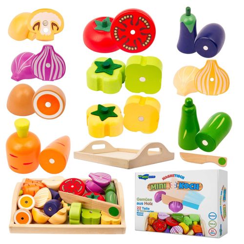 4255686400514 - Kinderküche Zubehör Gemüse aus Holz zum Schneiden mini Koch Spielzeug 4255686400514 - Kinderküche Zubehör Gemüse aus Holz zum Schneiden mini Koch Spielzeug