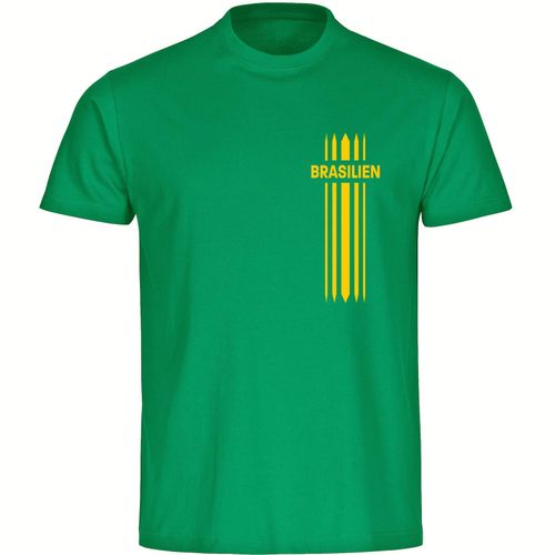 4068859285630 - multifanshop Herren T-Shirt - Brasilien - Streifen - Druck gelb - Männer