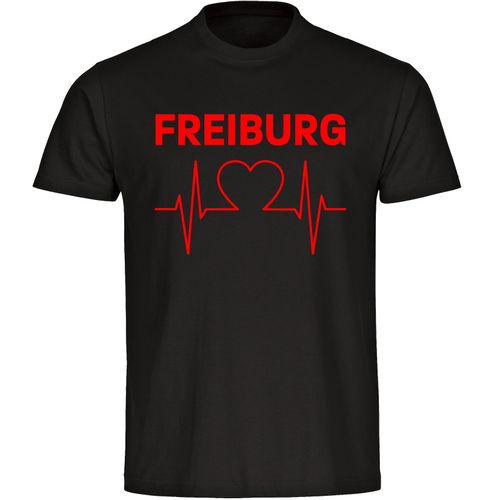 4068859107406 - multifanshop Kinder T-Shirt - Freiburg - Herzschlag - Druck rot - Kind