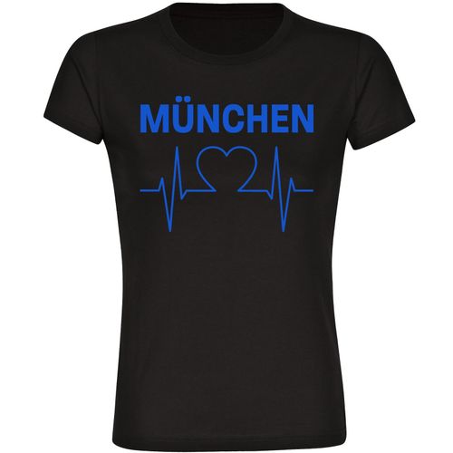 4068859039899 - multifanshop Damen T-Shirt - München blau - Herzschlag - Druck blau - Frauen