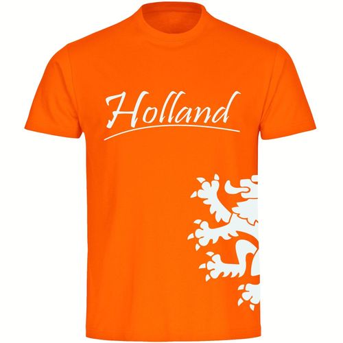 4068859455033 - multifanshop Herren T-Shirt - Holland - Löwe seitlich - Druck weiß - Männer