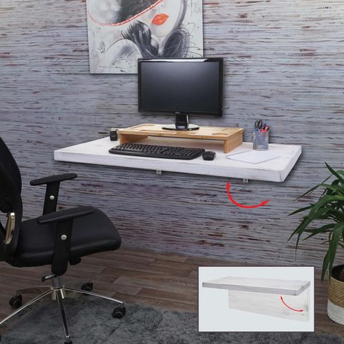 4057651421582 - Wandtisch MCW-H48 Wandklapptisch Wandregal Tisch klappbar Massiv-Holz ~ 120x60cm shabby weiß 4057651421582 - Wandtisch MCW-H48 Wandklapptisch Wandregal Tisch klappbar Massiv-Holz ~ 120x60cm shabby weiß