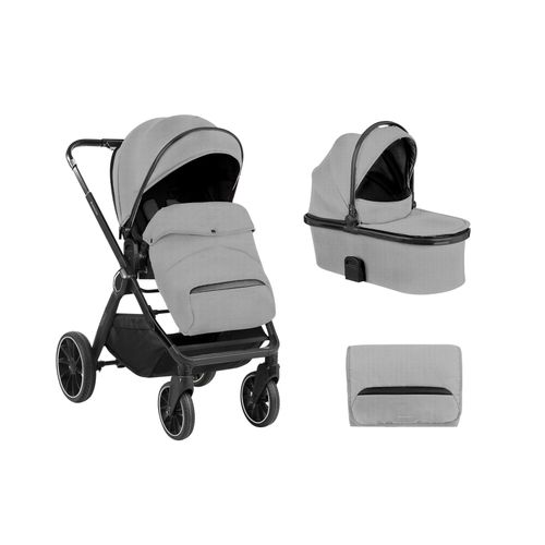 3800171210751 - Kikkaboo Kinderwagen Tiffany 2 in 1 Babywanne Sportsitz Wickeltasche PU-Räder grau