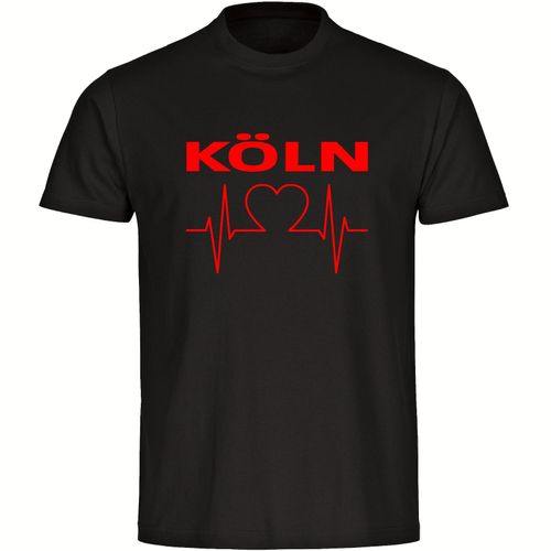 4068859110567 - multifanshop Herren T-Shirt - Köln - Herzschlag - Druck rot - Männer