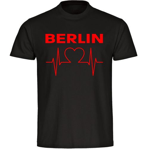 4068859103736 - multifanshop Herren T-Shirt - Berlin rot - Herzschlag - Druck rot - Männer