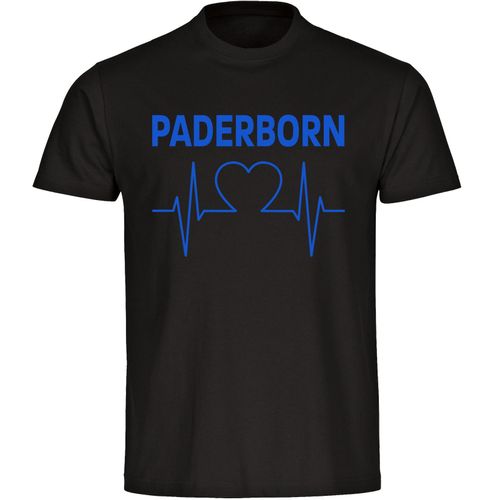 4068859040888 - multifanshop Herren T-Shirt - Paderborn - Herzschlag - Druck blau - Männer