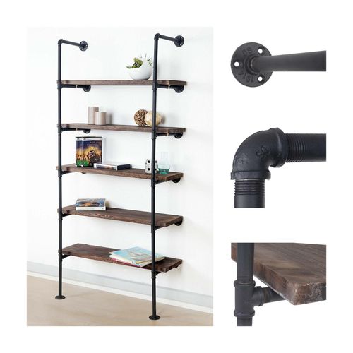 4057651172521 - Standregal MCW-C45 Wohnregal Bücherregal Ablageregal Industriedesign Holz Metall 165x80x28cm ~ braun