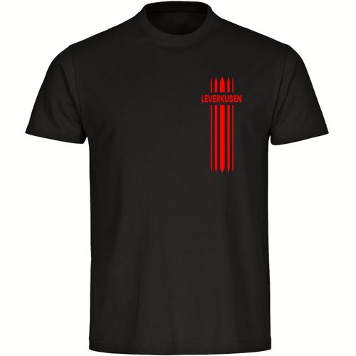 4068859127558 - multifanshop Herren T-Shirt - Leverkusen - Streifen - Druck rot - Männer