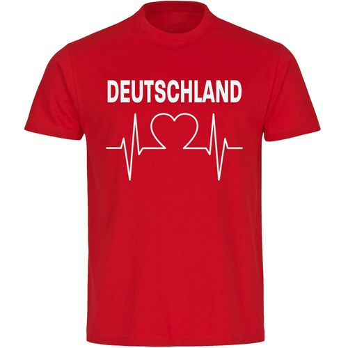 4068859249182 - multifanshop Herren T-Shirt - Deutschland - Herzschlag - Druck weiß - Männer