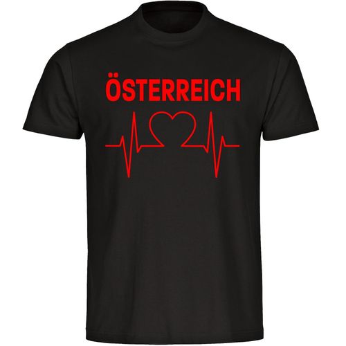 4068859466343 - multifanshop Herren T-Shirt - Österreich - Herzschlag - Druck rot - Männer