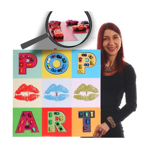 4057651057569 - Wandbild Pop Art + Autos Leinwandbild Gemälde 3D-Bild XL 60x60cm