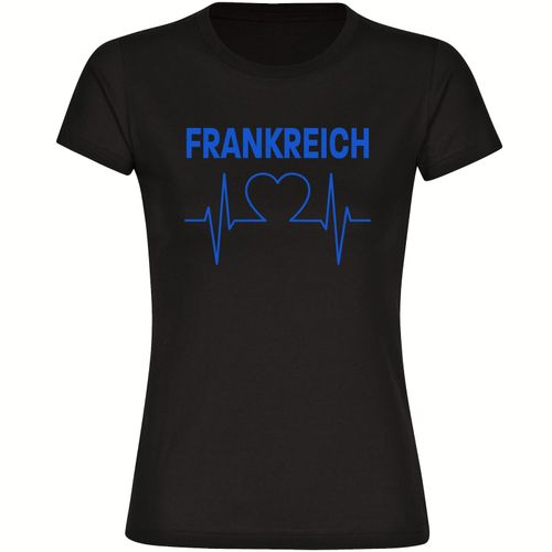 4068859308933 - multifanshop Damen T-Shirt - Frankreich - Herzschlag - Druck blau - Frauen