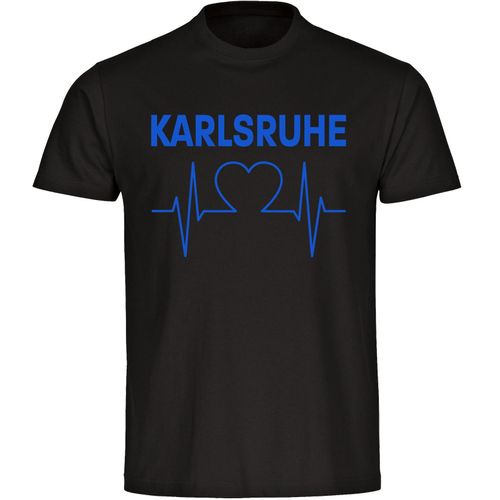 4068859038588 - multifanshop Herren T-Shirt - Karlsruhe - Herzschlag - Druck blau - Männer