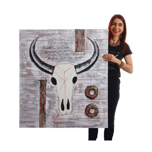 4052826182510 - Wandbild Stier 100% handgemaltes Ölgemälde 3D-Bild Gemälde XL 100x90cm