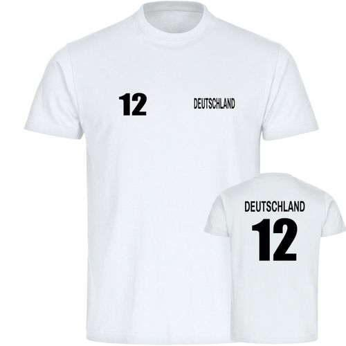 4068859247300 - multifanshop Herren T-Shirt - Deutschland - Trikot Nummer 12 - Druck schwarz - Männer