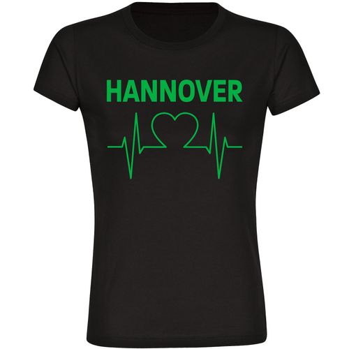 4068859172800 - multifanshop Damen T-Shirt - Hannover - Herzschlag - Druck grün - Frauen