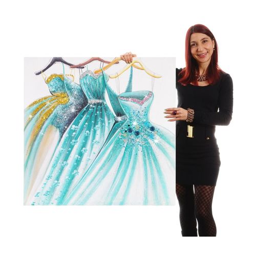 4057651057590 - Wandbild Grüne Kleider 100% handgemaltes Ölgemälde 3D-Bild Gemälde XL 90x90cm 4057651057590 - Wandbild Grüne Kleider 100% handgemaltes Ölgemälde 3D-Bild Gemälde XL 90x90cm