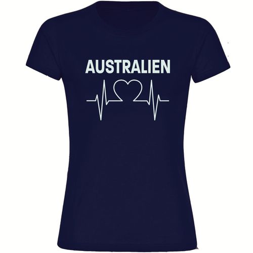 4068859277819 - multifanshop Damen T-Shirt - Australien - Herzschlag - Druck weiß - Frauen