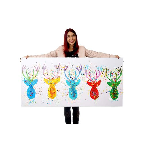 4057651134697 - Wandbild Hirsche II 100% handgemaltes Ölgemälde Gemälde XL 140x70cm 4057651134697 - Wandbild Hirsche II 100% handgemaltes Ölgemälde Gemälde XL 140x70cm
