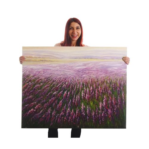 4052826182527 - Wandbild Blumenfeld 100% handgemaltes ÖlgemäldeGemälde XL 100x80cm