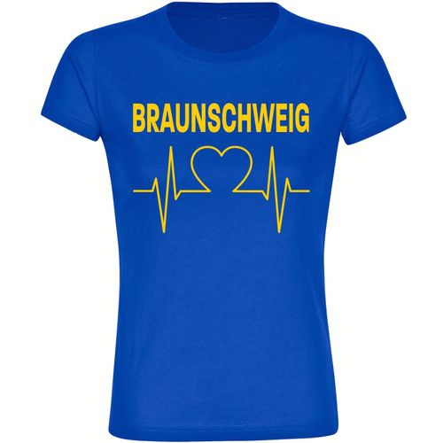 4068859200497 - multifanshop Damen T-Shirt - Braunschweig - Herzschlag - Druck gelb - Frauen