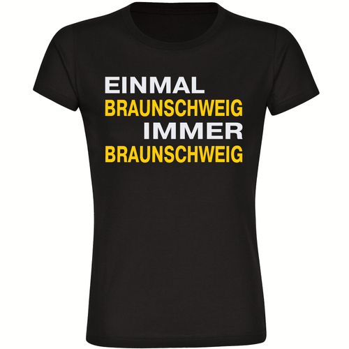 4068859204310 - multifanshop Damen T-Shirt - Braunschweig - Einmal Immer - Druck gelb - Frauen