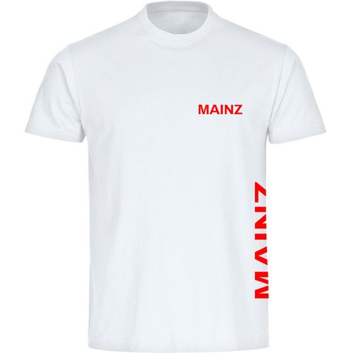 4068859083687 - multifanshop Herren T-Shirt - Mainz - Brust & Seite - Druck rot - Männer