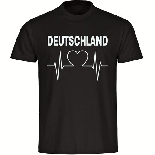 4068859248970 - multifanshop Herren T-Shirt - Deutschland - Herzschlag - Druck weiß - Männer