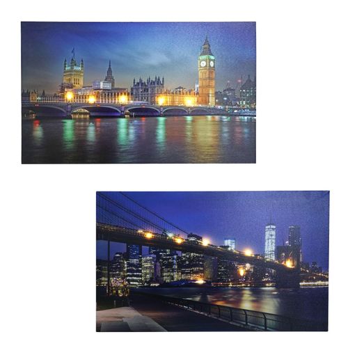 4057651300702 - 2er-Set LED-Bild Leuchtbild Leinwandbild Wandbild Timer 40x60cm Bridges 4057651300702 - 2er-Set LED-Bild Leuchtbild Leinwandbild Wandbild Timer 40x60cm Bridges