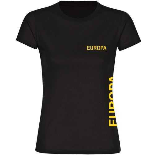 4068859302931 - multifanshop Damen T-Shirt - Europa - Brust & Seite - Druck gelb - Frauen