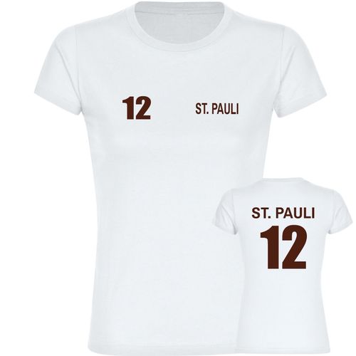 4068859192426 - multifanshop Damen T-Shirt - St Pauli - Trikot Nummer 12 - Druck braun - Frauen