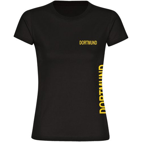 4068859185961 - multifanshop® Damen T-Shirt - Dortmund - Brust & Seite - Druck gelb - Frauen
