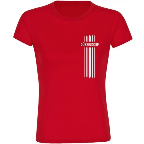 4068859121457 - multifanshop Damen T-Shirt - Düsseldorf - Streifen - Druck weiß - Frauen