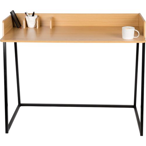 4065827723019 - WONDERMAKE® Design Schreibtisch aus Holz und Metall Bürotisch PC-Tisch Computertisch Arbeitstisch für Home Office  110x55x87 cm Eiche hell braun schwarz