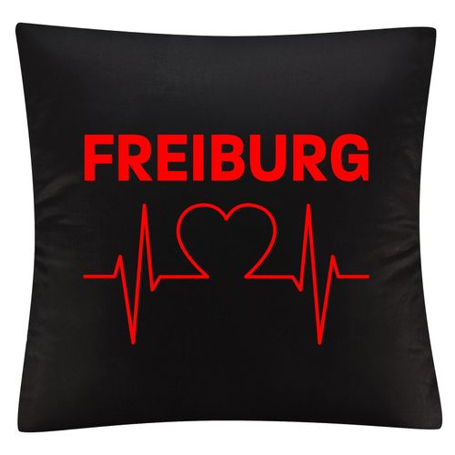 4068859108182 - multifanshop Kissenbezug - Freiburg - Herzschlag - Druck rot - Kissen 4068859108182 - multifanshop Kissenbezug - Freiburg - Herzschlag - Druck rot - Kissen