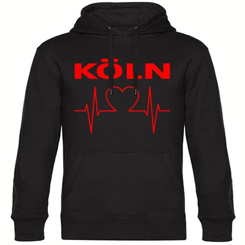 4068859111212 - multifanshop Kapuzen Sweatshirt - Köln - Herzschlag - Druck rot - Hoodie