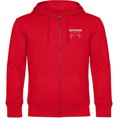 4068859261955 - multifanshop Kapuzen Sweatshirt Jacke - Deutschland - Herzschlag - Druck weiß - Sweat