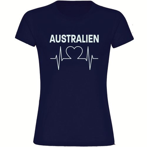 4068859277772 - multifanshop Damen T-Shirt - Australien - Herzschlag - Druck weiß - Frauen