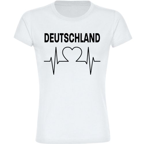 4068859261146 - multifanshop Damen T-Shirt - Deutschland - Herzschlag - Druck schwarz - Frauen