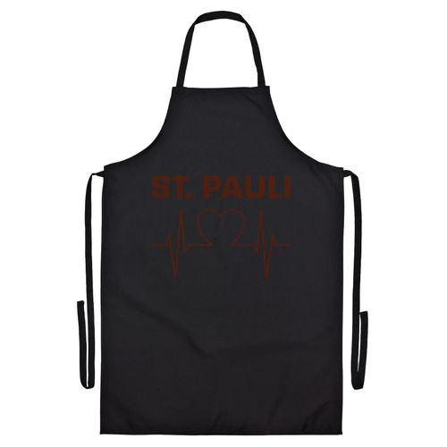 4068859194123 - multifanshop Grillschürze - St Pauli - Herzschlag - Druck braun - Schürze 4068859194123 - multifanshop Grillschürze - St Pauli - Herzschlag - Druck braun - Schürze
